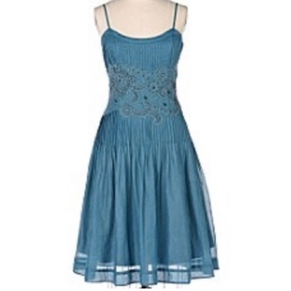 Anthropologie Dresses & Skirts - Anthropologie NWT Odille Blue Chalet Beaded Dress size 12